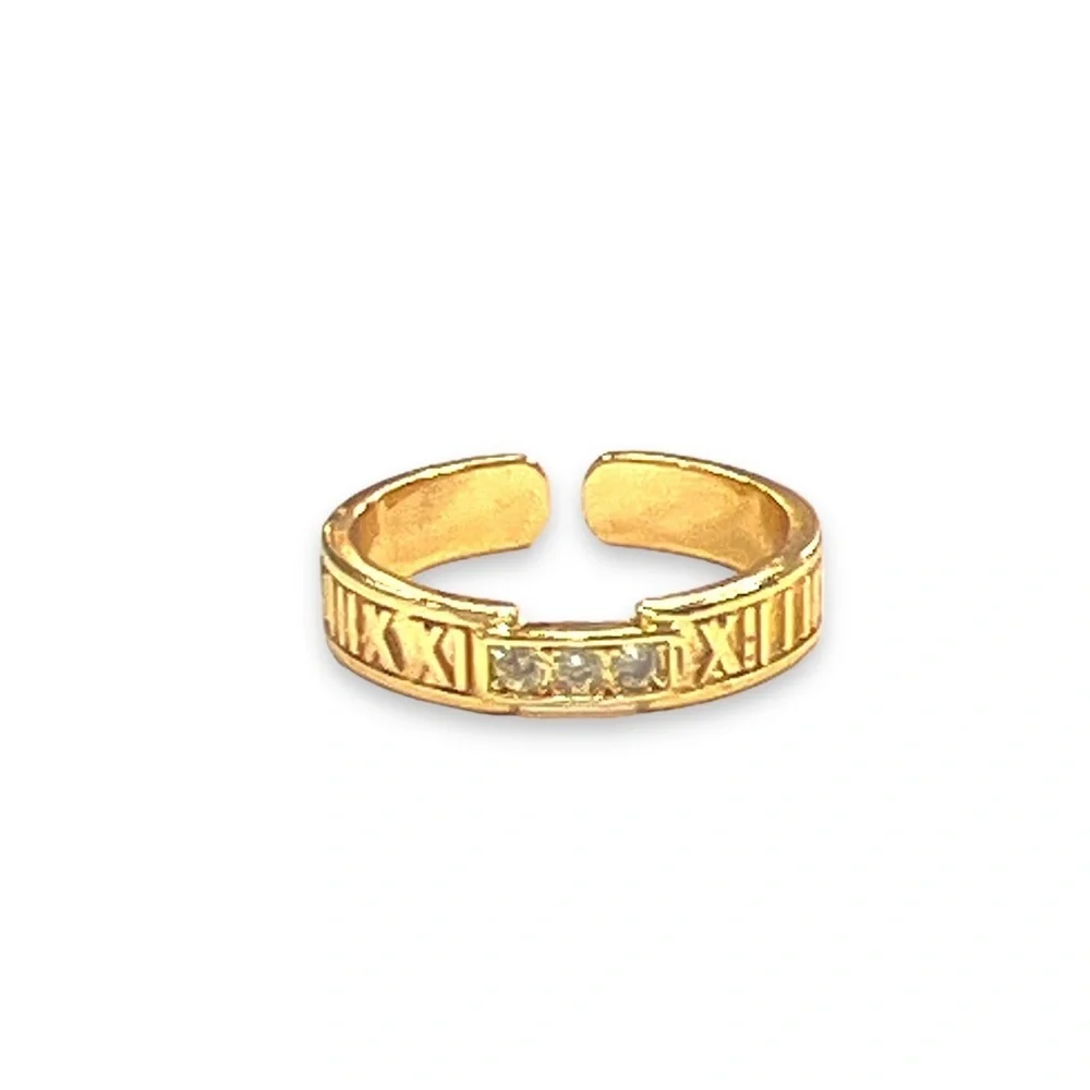 Open size Roman Number Gold Layered Ring